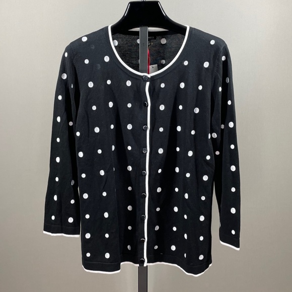 Talbots Sweaters - NEW! TALBOTS POLKA DOT CARDIGAN SWEATER! WOMENS MEDIUM! black white knit